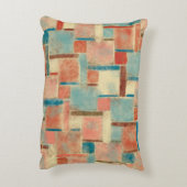 抽象芸術オレンジと茶色の幾何学的 アクセントクッション (裏面(縦))