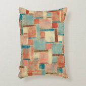 抽象芸術オレンジと茶色の幾何学的 アクセントクッション (正面(垂直))