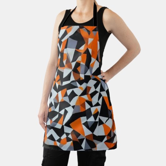 抽象芸術オレンジと黒の幾何学的アート エプロン (インサイチュ)