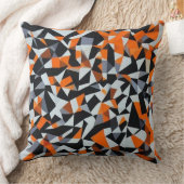 抽象芸術オレンジと黒の幾何学的アート クッション (ブランケット)