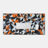 抽象芸術オレンジと黒の幾何学的アート デスクマット (キーボード&マウス)