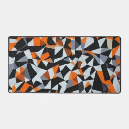 抽象芸術オレンジと黒の幾何学的アート デスクマット