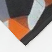 抽象芸術オレンジと黒の幾何学的アート フリースブランケット (角)