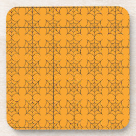 抽象芸術オレンジと黒ハロウィンスパイダーウェブ コースター