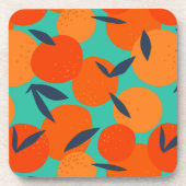 抽象芸術オレンジの果柄 コースター (正面)