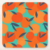 抽象芸術オレンジの果柄 スクエアペーパーコースター (正面)
