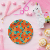 抽象芸術オレンジの果柄 ペーパープレート (パーティー)