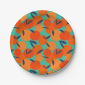 抽象芸術オレンジの果柄 ペーパープレート (正面)