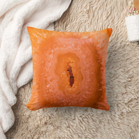 抽象芸術オレンジアゲートヘードスライス クッション (ブランケット)