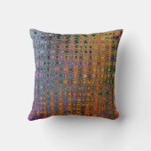 抽象芸術オレンジアンドアクアレトロブーメランウェーブズ クッション (裏面)