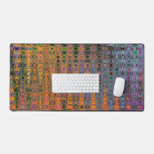 抽象芸術オレンジアンドアクアレトロブーメランウェーブズ デスクマット (キーボード&マウス)