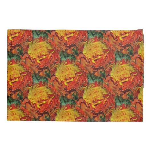 抽象芸術オレンジイエローグリーンパターン 枕カバー (裏面)