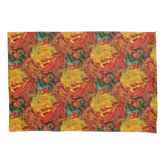 抽象芸術オレンジイエローグリーンパターン 枕カバー (正面)