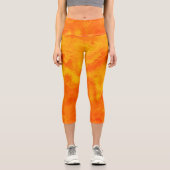 抽象芸術オレンジイエロー拡散カプリレギンス カプリレギンス (正面)