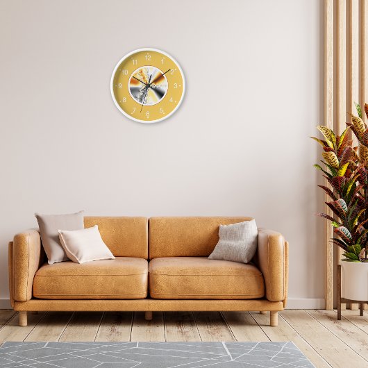 抽象芸術オレンジグラデーションフラクタルアート 壁時計