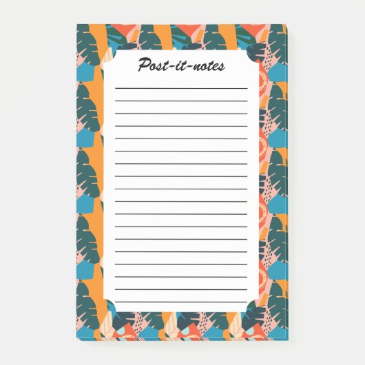 抽象芸術オレンジサマートロピカル葉 ポストイット (正面)