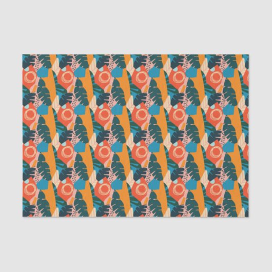 抽象芸術オレンジサマートロピカル葉 薄葉紙 (正面)