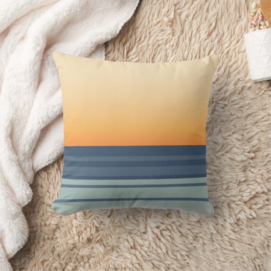 抽象芸術オレンジサンセットと海 クッション (ブランケット)