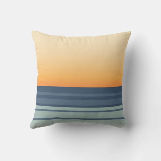 抽象芸術オレンジサンセットと海 クッション (裏面)