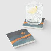 抽象芸術オレンジサン ストーンコースター (横)