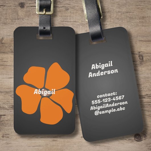 抽象芸術オレンジデイジーフラワーオンダーク ラゲッジタグ