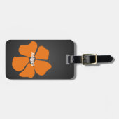 抽象芸術オレンジデイジーフラワーオンダーク ラゲッジタグ (正面横)