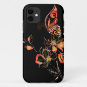 抽象芸術オレンジバタフライとフローラ Case-Mate iPhoneケース (裏面)