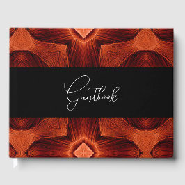 抽象芸術オレンジパターンヴィンテージウェディング ゲストブック