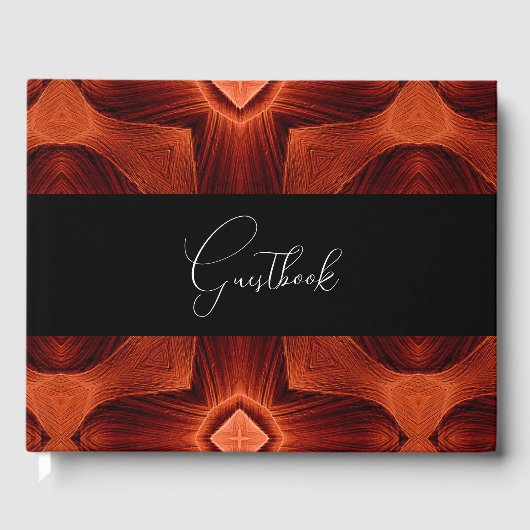 抽象芸術オレンジパターンヴィンテージウェディング ゲストブック (正面)