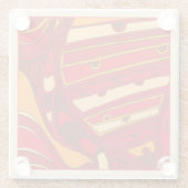 抽象芸術オレンジパネル ガラスコースター (裏面)