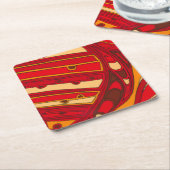 抽象芸術オレンジパネル スクエアペーパーコースター (アングル)