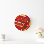 抽象芸術オレンジパネル ラウンド壁時計 (ホーム)