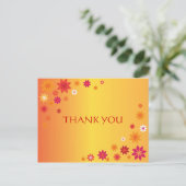 抽象芸術オレンジフラワーサンキューハガキ ポストカード (スタンド正面)