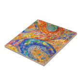 抽象芸術オレンジブルーガウディに似たモザイクアート タイル (側面)