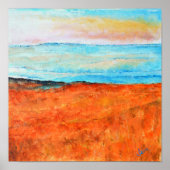 抽象芸術オレンジブルービーチ絵画ズ ポスター (正面)