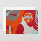 抽象芸術オレンジブルーレッドアートデザイン ポストカード (正面/裏面)