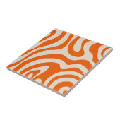 抽象芸術オレンジマーブルグルーヴィストライプはっきりしたモダン タイル (側面)