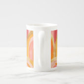 抽象芸術オレンジレッドイエロー金ゴールドピンク ボーンチャイナマグカップ (裏面)