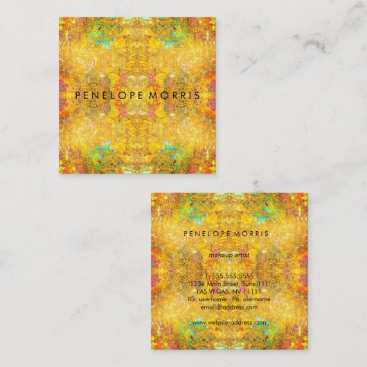 抽象芸術オレンジ美しいスタイリスト スクエア名刺 (正面/裏面)