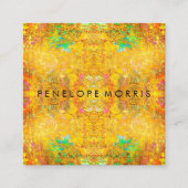 抽象芸術オレンジ美しいスタイリスト スクエア名刺 (正面)