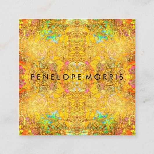 抽象芸術オレンジ美しいスタイリスト スクエア名刺 (正面)