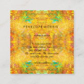 抽象芸術オレンジ美しいスタイリスト スクエア名刺 (裏面)