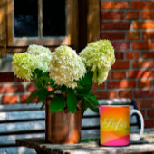 抽象芸術オレンジ色のマゼンタピンクの幾何学的な名前 コーヒーマグカップ