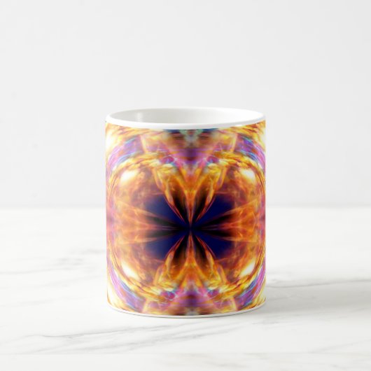 抽象芸術オレンジ色の火炎パターン コーヒーマグカップ (中央)