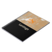 抽象芸術オレンジ色の灰色の白の黒の名前モノグラム ノートブック (左側)