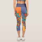 抽象芸術オレンジ色の紫のファンキー禅 カプリレギンス (裏面)