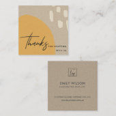 抽象芸術オレンジ色の錆クラフトSCANDIありがとうロゴ スクエア名刺 (正面/裏面)