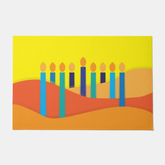 抽象芸術オレンジ色の黄色いキャンドルの背景 ドアマット (正面)