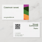 抽象芸術オレンジ色の黄色の緑のQR名刺 名刺 (正面/裏面)