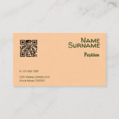 抽象芸術オレンジ色イエローグリーンピンクQR名刺 名刺 (裏面)